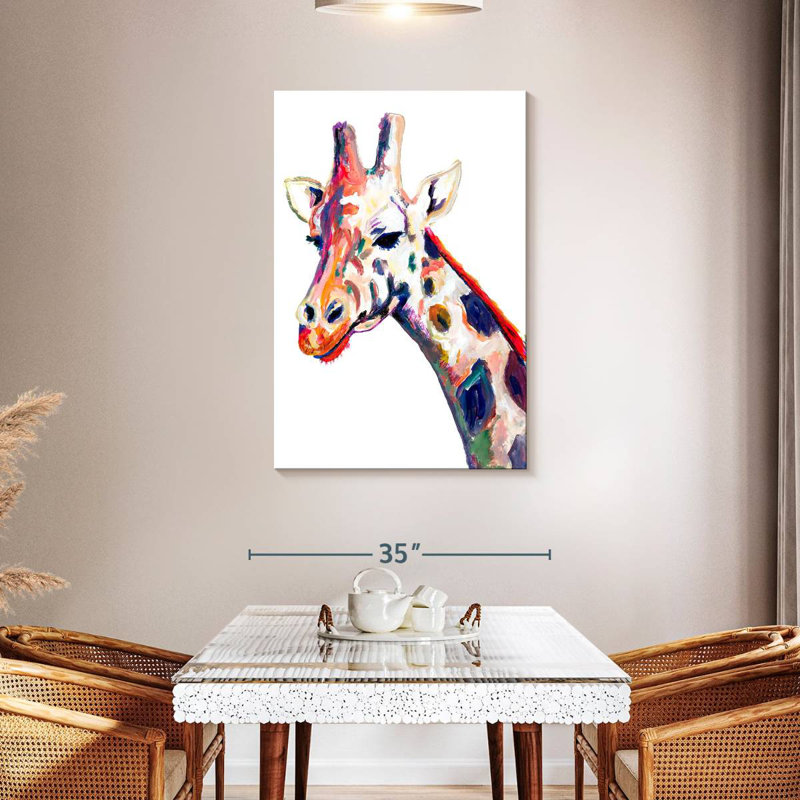Brampt Colorful Giraffe On White, 45" H x 30" W