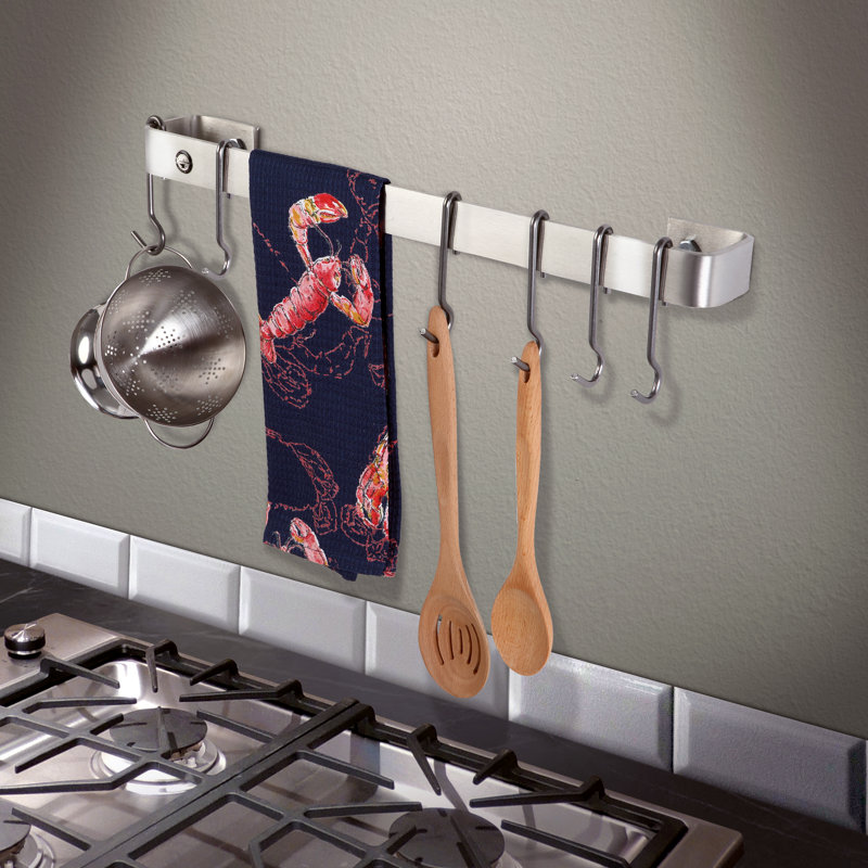 Utensil Bar Handcrafted Wall Mounted Pot Rack, Stainless Steel