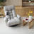 Isabelle & Max Upholstered Manual Swivel Rocker Recliner with Phone Holder-695474642