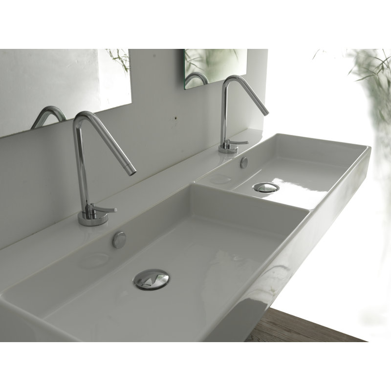 Unlimited 47.2'' L Bathroom Sink, Single Hole, White