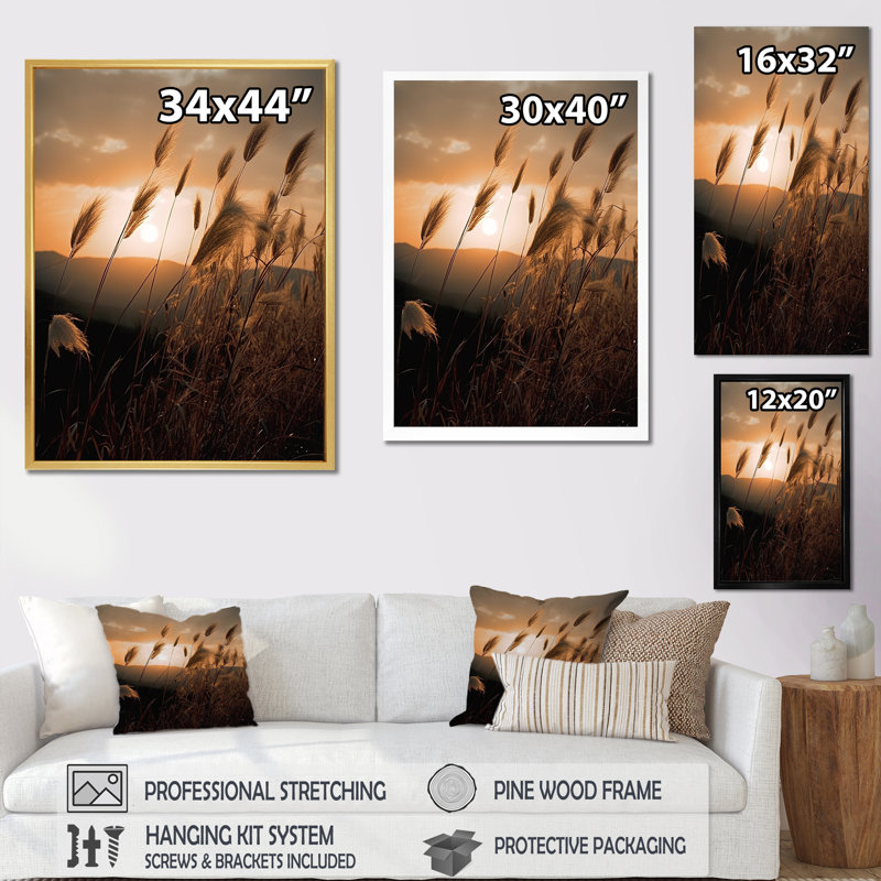 Reproduction d'art sur toile Beachgrass In Motion At Sunset - Plants, Toile tendue, H 32 po x l 16 po x P 1 po