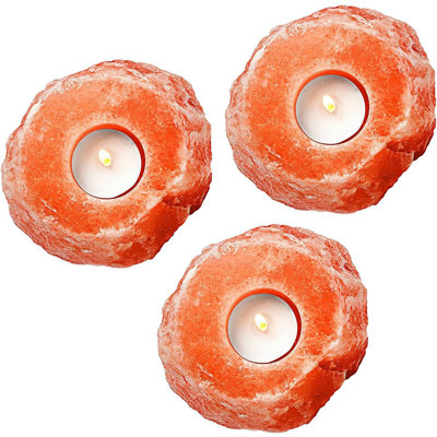 Bougeoir en sel rose naturel Himalayan Glow, cristal, 3 pièces