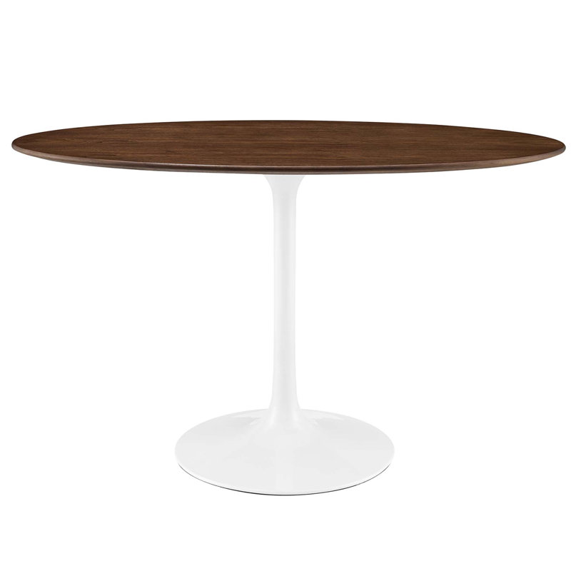 Lippa 48" Oval Wood Grain Dining Table, Walnut, White