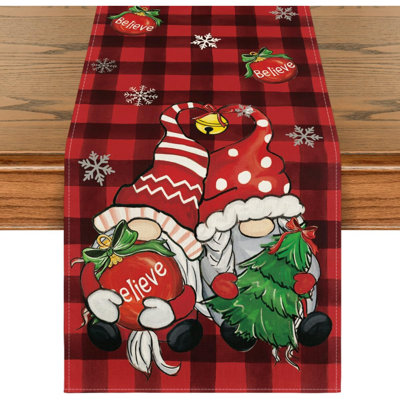 Chemin de table rouge et noir Buffalo Plaid Gnome Believe
