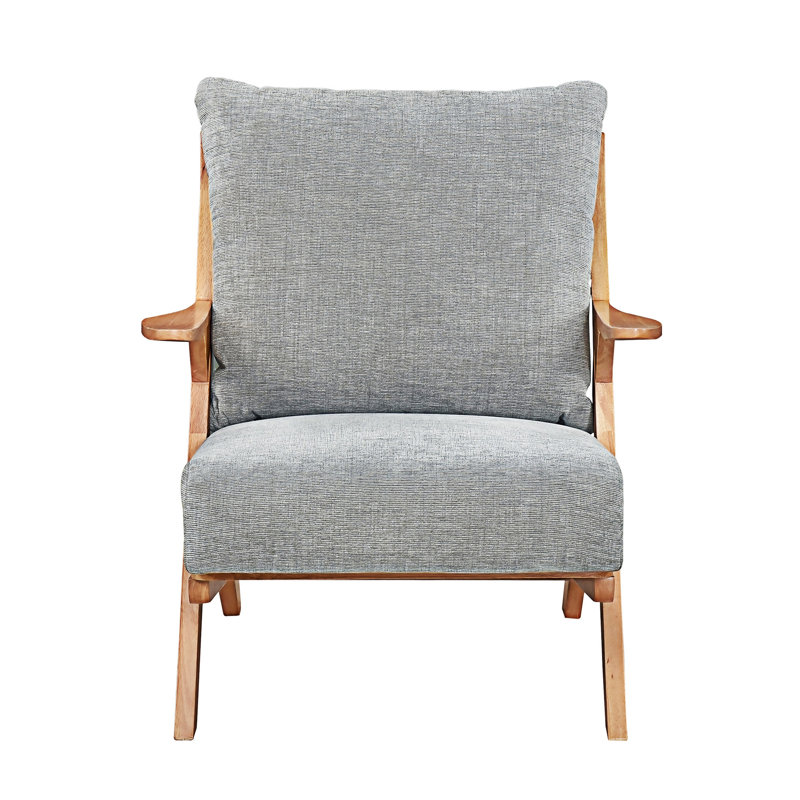 Upholstery Accent Chair Armchair, Gray, Natural Wood