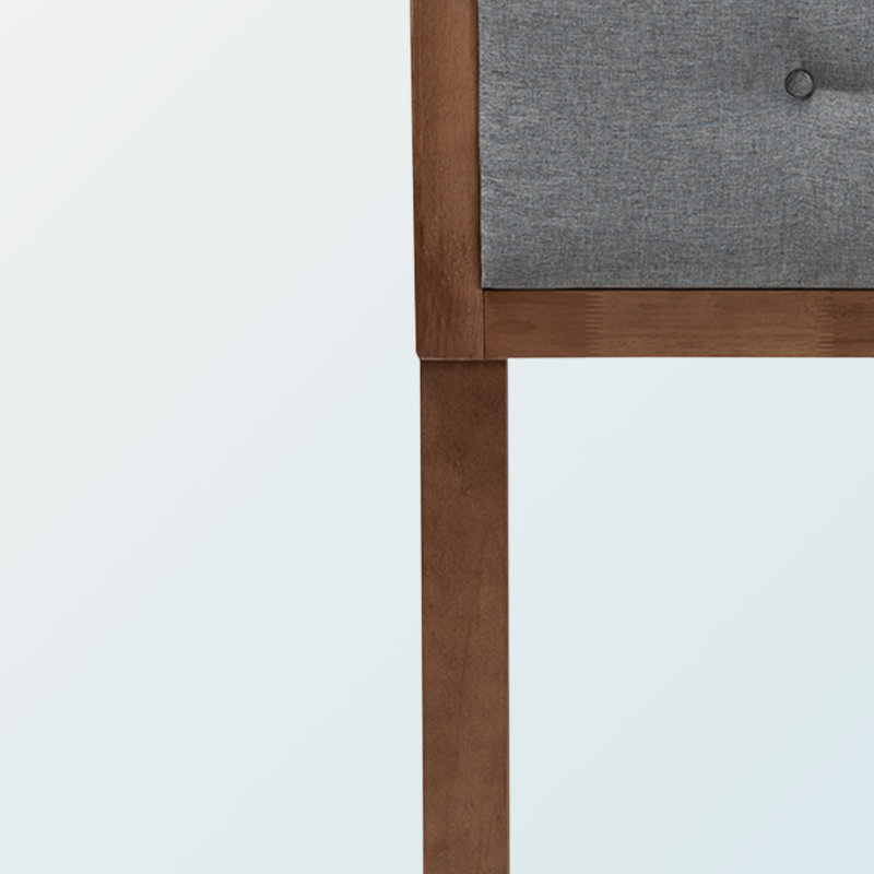 Camilla Full Size Headboard with Dark Grey Fabric Upholstery and Walnut Brown Finished Wood