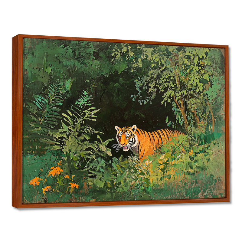 Tigre dans la forêt tropicale II - décoration murale tigre, Brun, H 12 po x l 20 po