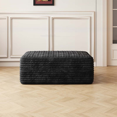Repose-pieds de canapé, aucun assemblage requis, noir (tissu velours côtelé moelleux)