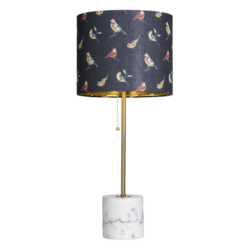 Isla 28" Black Linen Shade Table Lamp with Marble Base