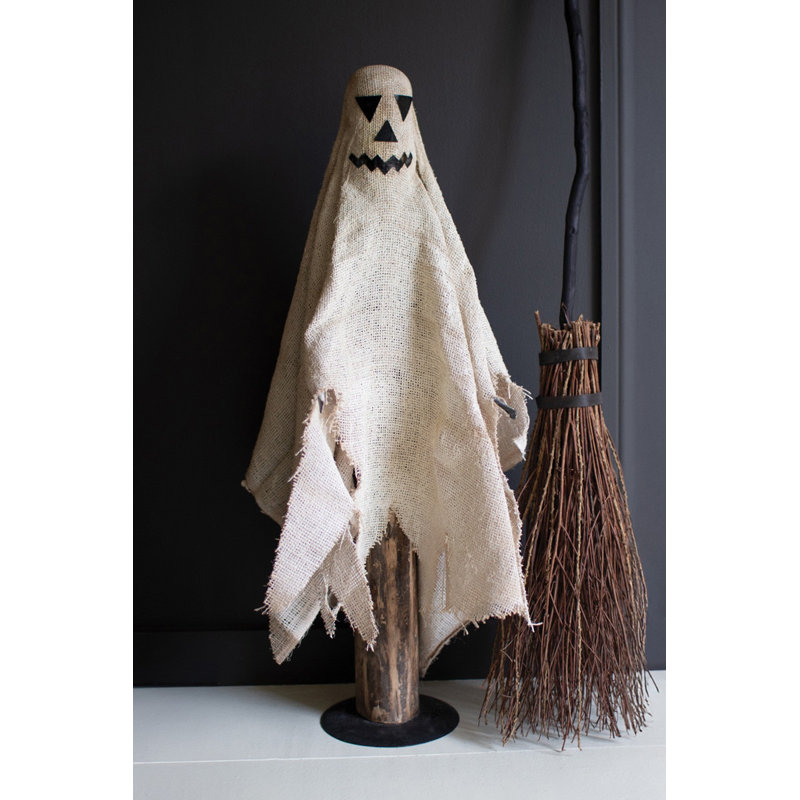  Eco Friendly Jute and Wood Ghost Sculpture – 36" Tall Decor Set of 2