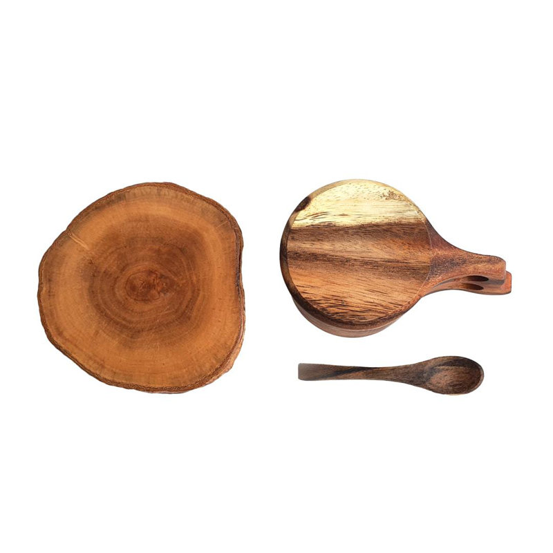 Taille de la tasse, de la cuillère à café et de la soucoupe / ensemble de 4 po Acacia Kuksa: 4, 4