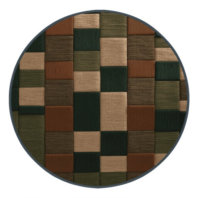 Machine Washable Checkered Brown Area Rug