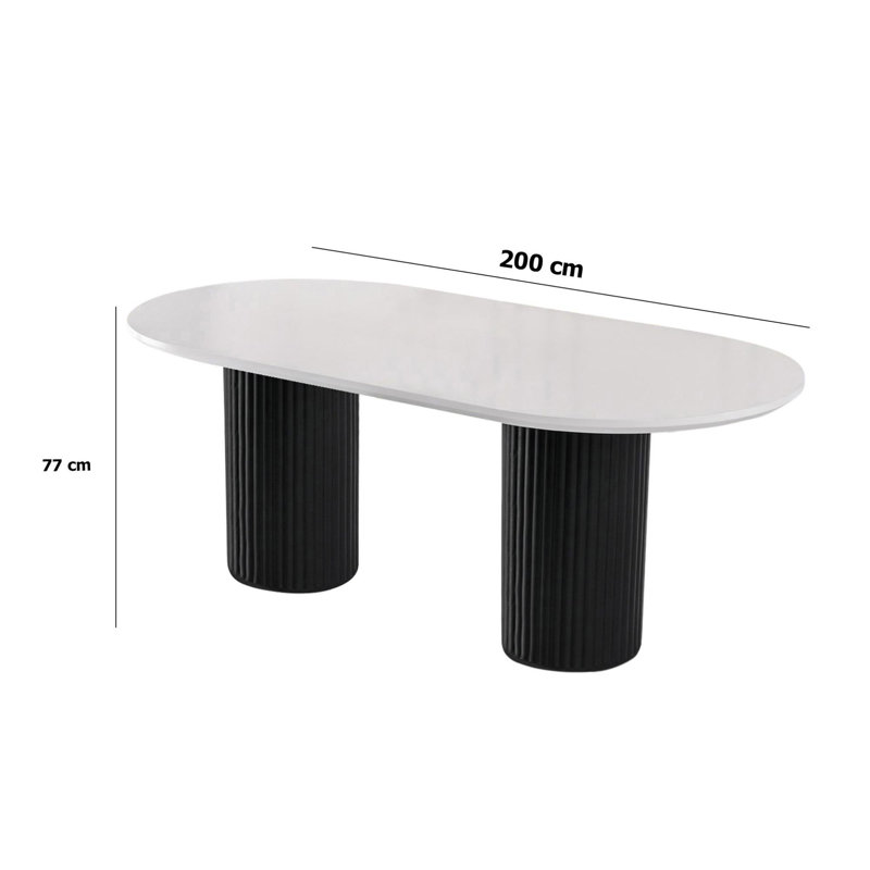 Ferro Beech Oval Dining Table, White, Black