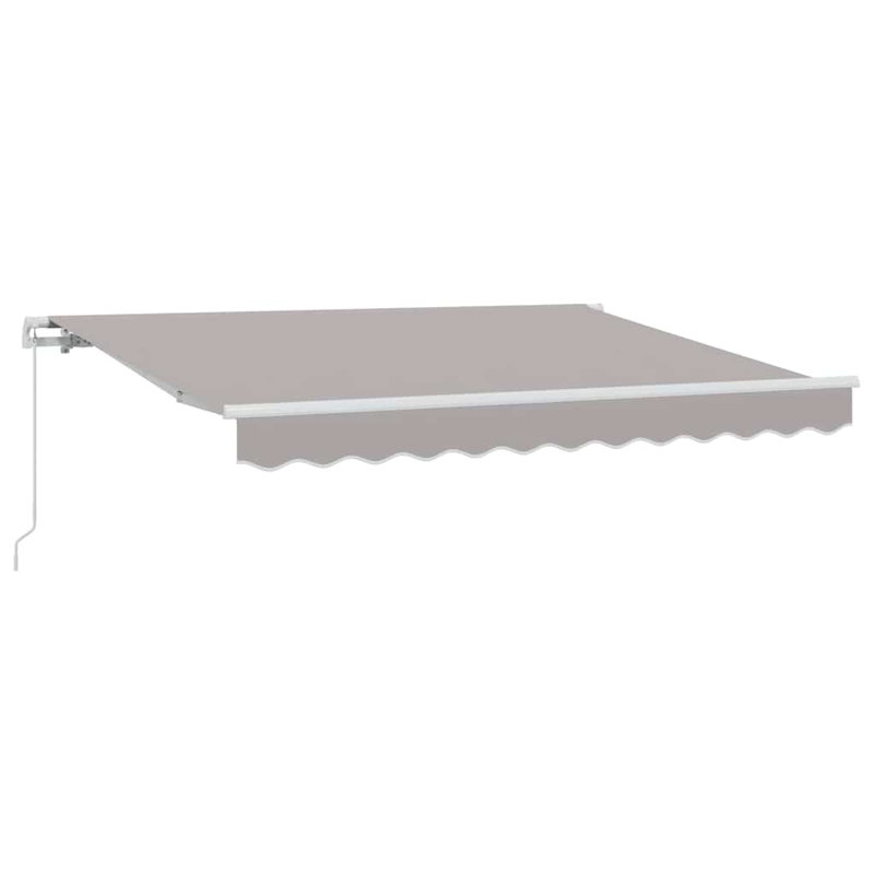 VidaXL 200cm D Retractable Patio Awning, Light Grey/White, 350cm W x 200cm D, Solid Color