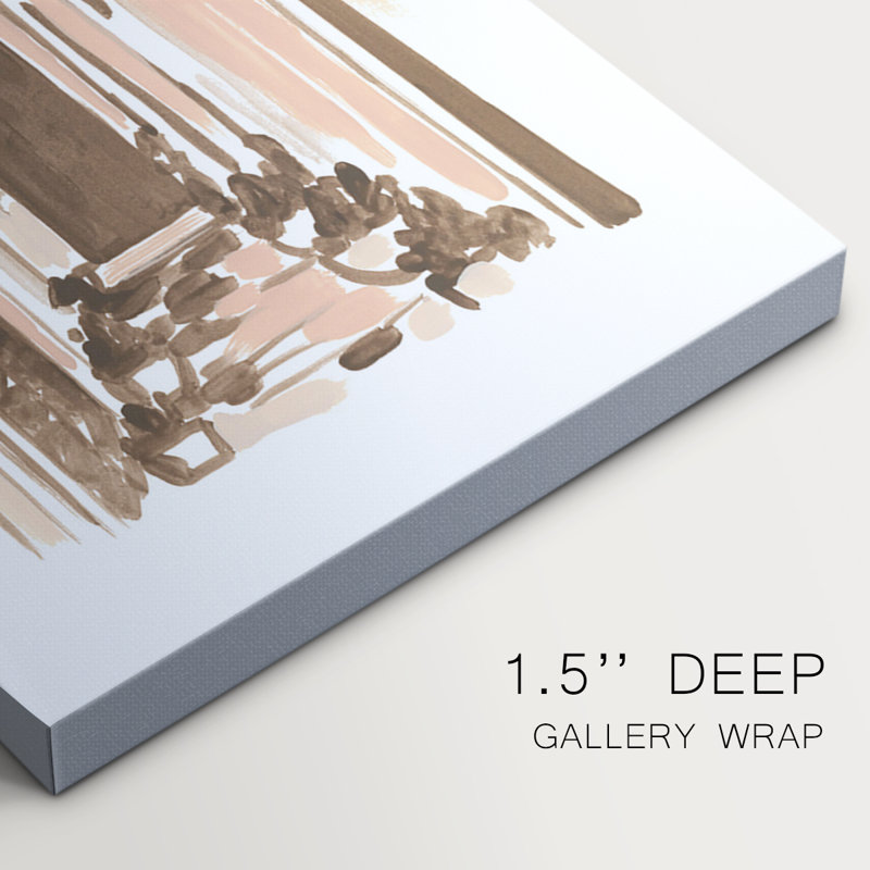 Blush Architecture Study IV  -Custom Wrapped Gallery Canvas - 3 Pieces, 12" H x 24" W