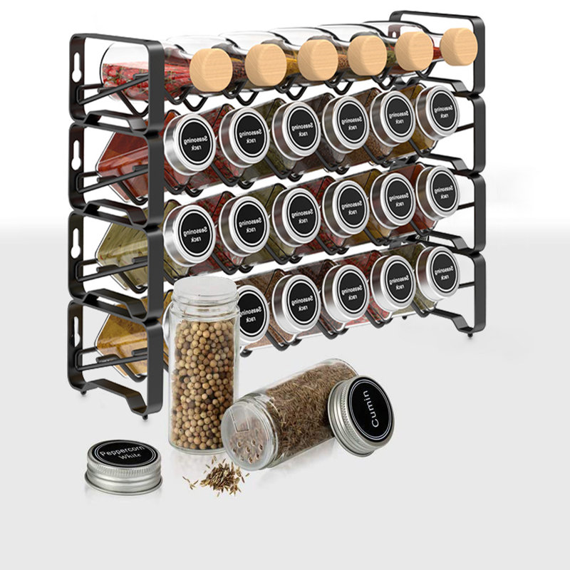 Spice Jar & Rack Set, Black