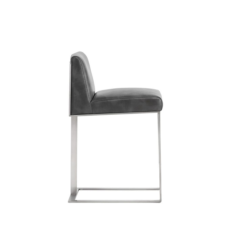 Dean Bar & Counter Stool, White Faux Leather, Stainless Steel, Counter Stool (26" Seat Height)