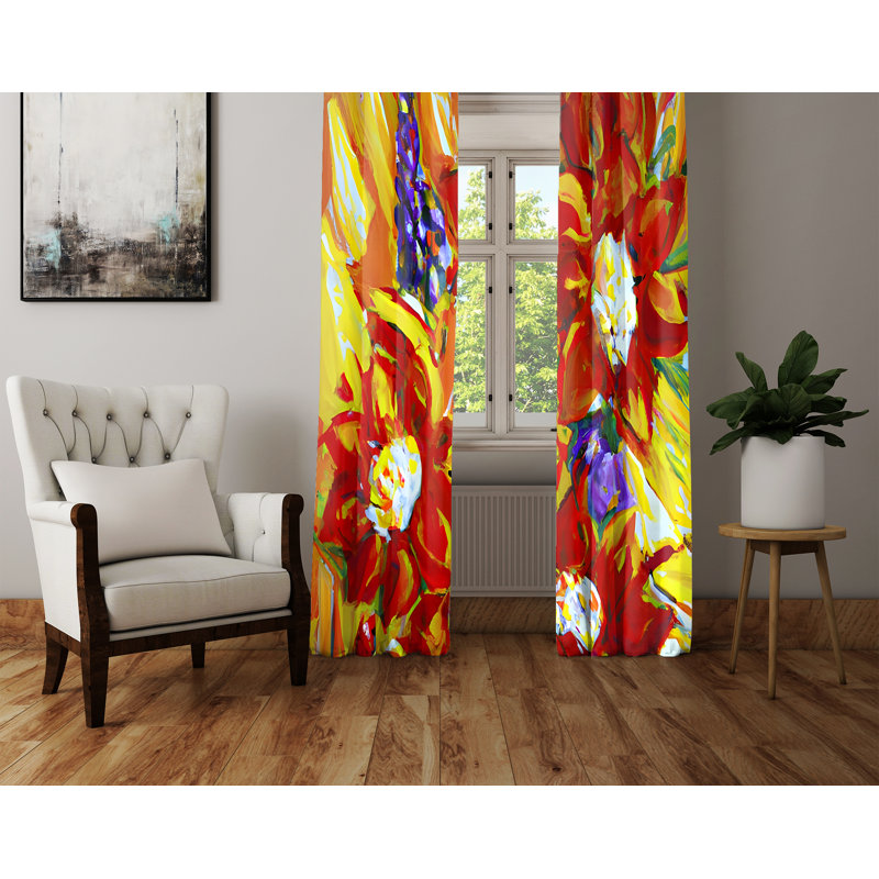 Paire de rideaux semi-transparents en polyester Anmol, L 40 po x L 61 po