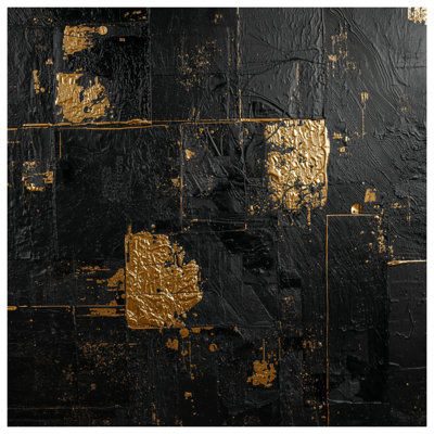 Tapisserie murale abstraite texturée noire et dorée - Décoration murale texturée