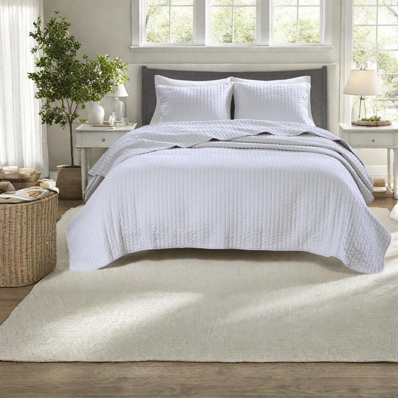Premium White Cotton Quilt Bedding Sets, Farmhouse Style For All Seasons