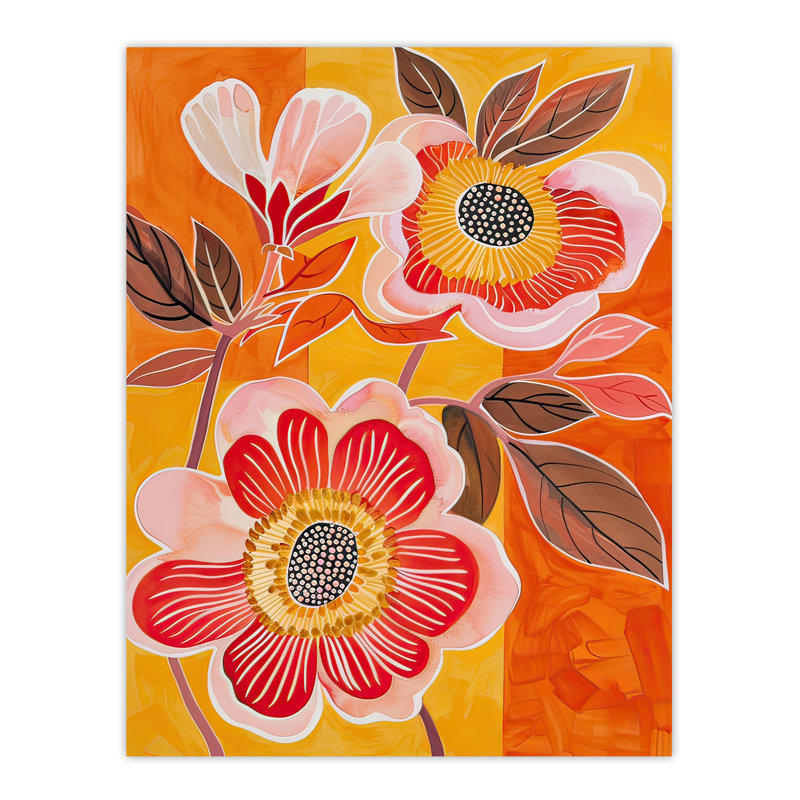 Abstract Summer Wildflowers Painting Bright Wall Art Print