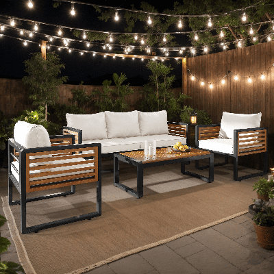 Outdoor 4 Piece Sofa Seating Group with Removable Cushion by Latitude Run