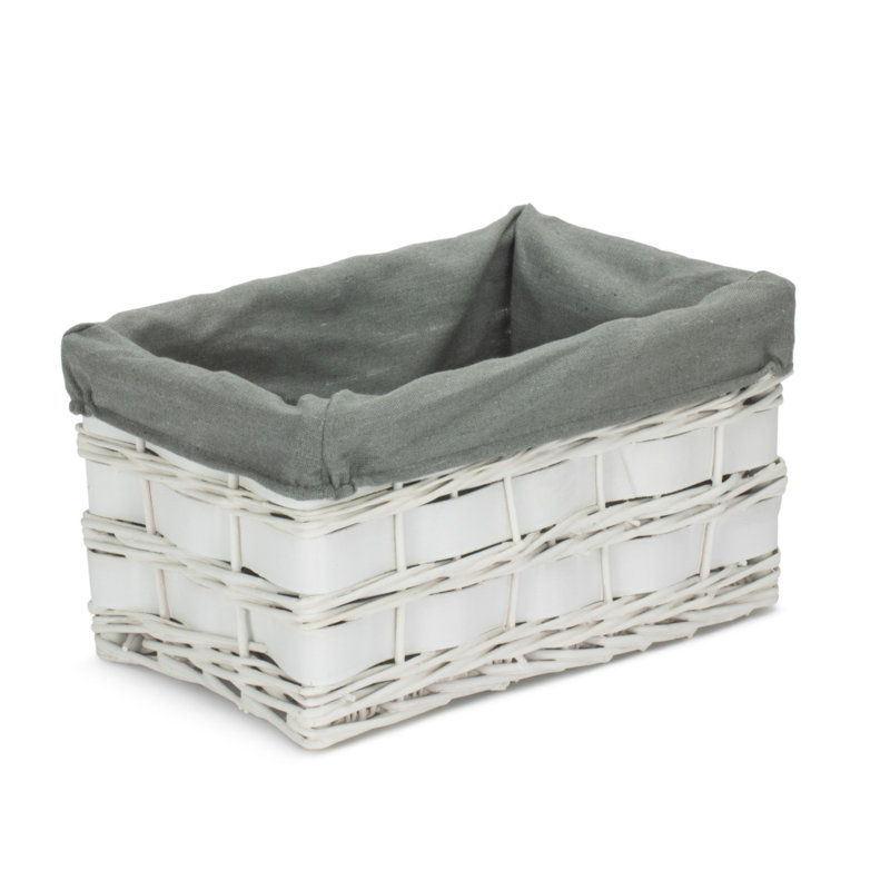 Highland Dunes Wicker Decorative Basket, White Grey