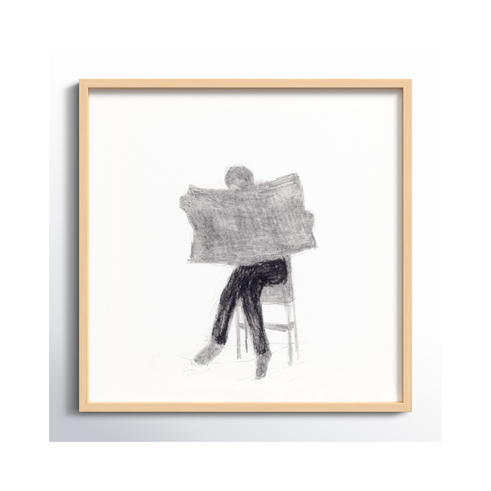 I Read The News Today by Simon Schneiderman, 24" H x 24" W, Brown