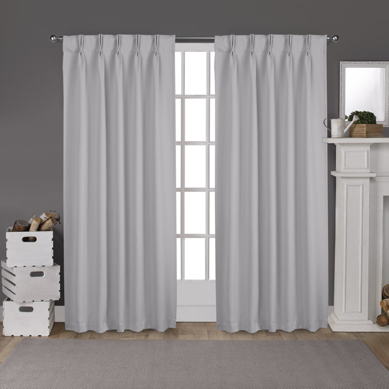 Sateen Room Darkening Curtain Pair, 26" W x 108" L, Silver