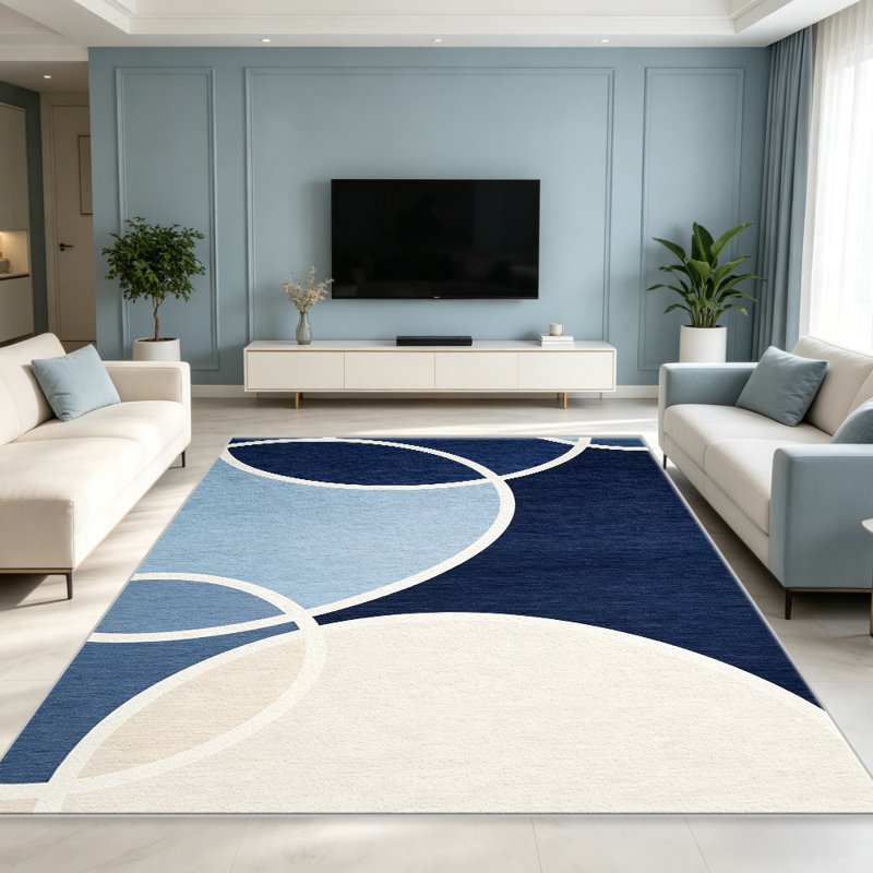 Blue and White area rugs for Living Room, Soft and Comfortable, Suitable for all seasons, easy to maintain, machine washable Indoor floor mat, Under Table Farmhouse suitable for Bedroom, Dining Room, Study,  Balcony, Home Decor Patio