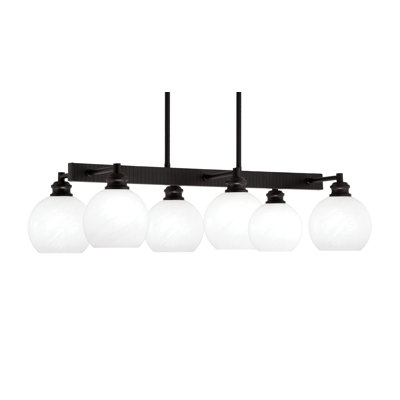 Edge 6 Light Bar Shown With 5.75" White Marble Glass