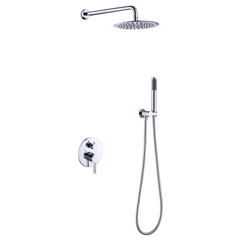 Thermostatic Shower System,Wall Mounted Shower Faucet Set, 2 Way Pressure Balance Shower Valve Kit, Chrome