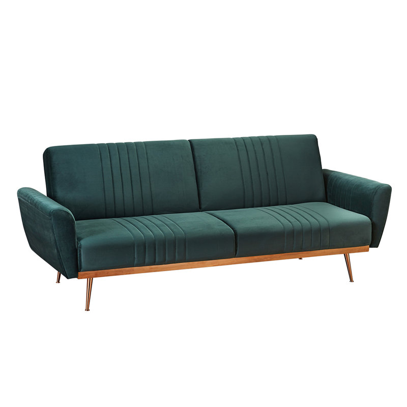 Eldridge 3 Seater Velvet Sleeper, Green
