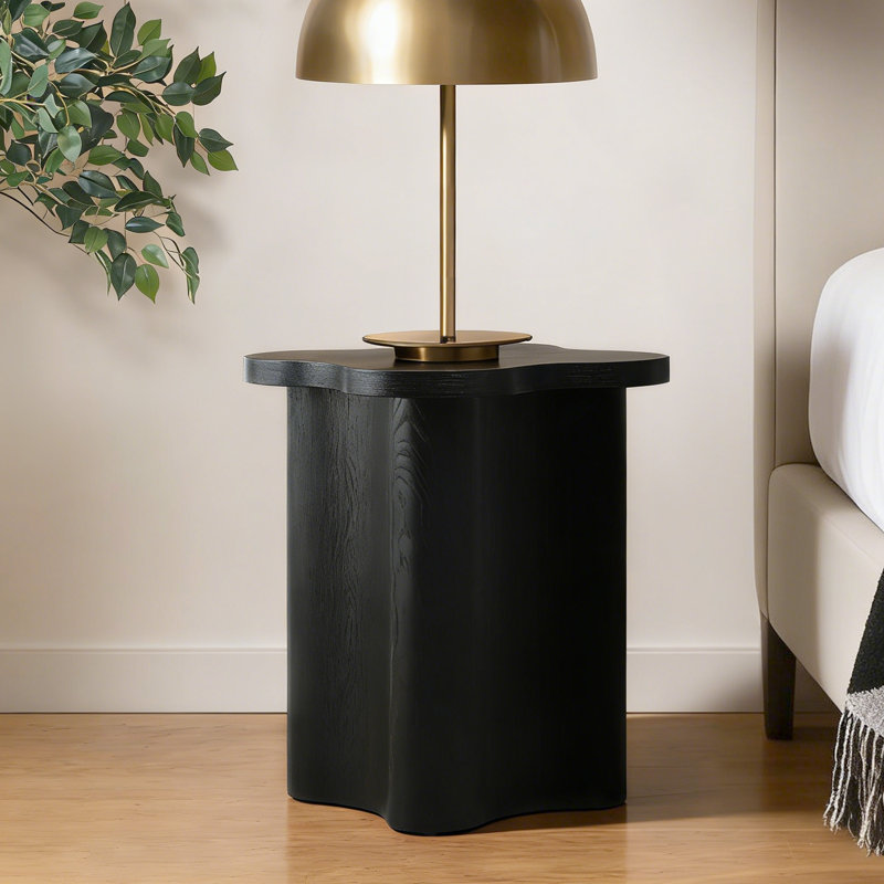 20.3'' H Black Side Table with Petal-Shaped Design