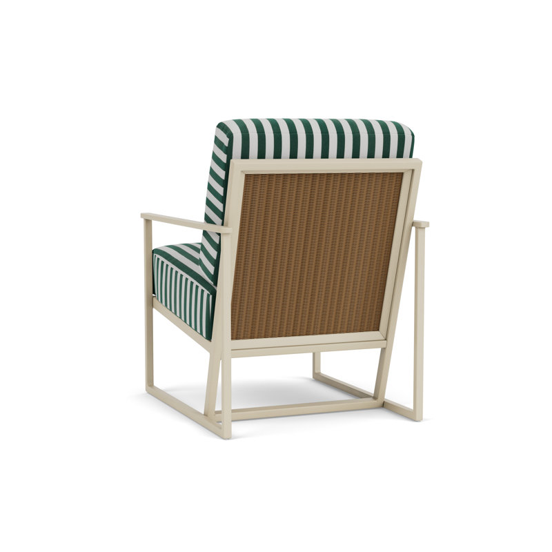 Summit Outdoor Lounge Chair, Linen, Hickory, Safari White Stripe