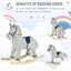 Cheval à bascule en peluche gris et blanc pour enfant, jouet pour enfant 36 à 72 mois, doux et sécuritaire, cadeau parfait pour les garçons et les filles. L 28,75 po x l 13,75 po x H 25,25 po. Peluche, bois, acier. P…