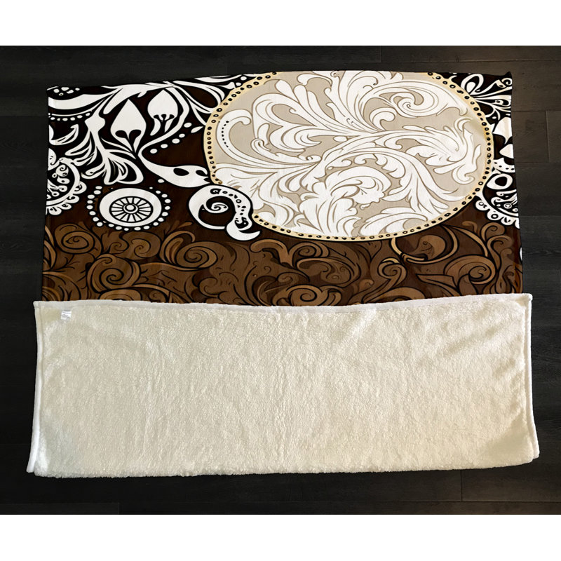Throw Blanket, 51" W x 60" L, Abstract/Demask, Orange/Brown/Tan