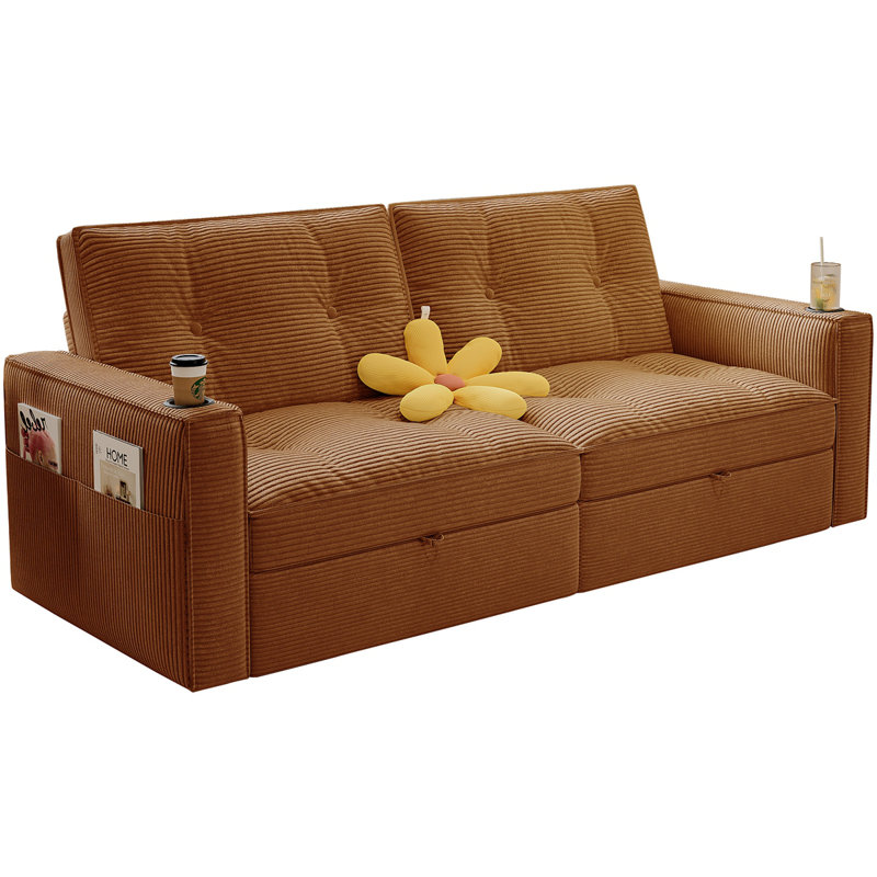 Canapé-lit multifonctionnel W3820S000122-en-1 (pour s'asseoir et dormir), fabriqué en velours côtelé moderne, convenant aux salons, chambres à coucher, appartements et petits espaces