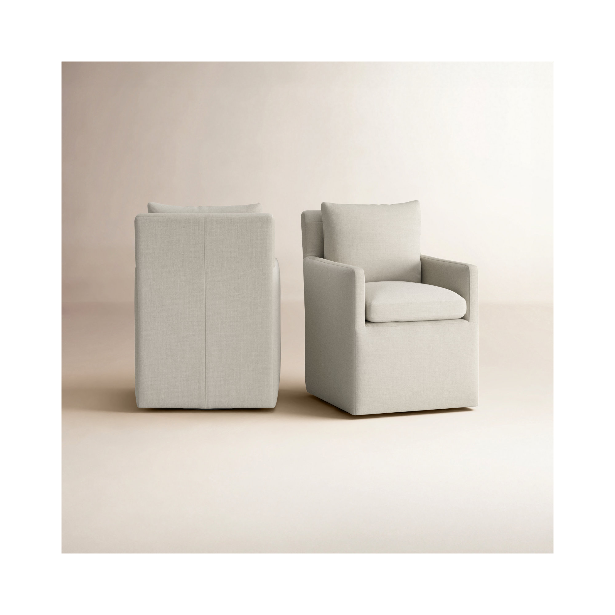 Alayaa Performance Upholstered Armchair with Casters, Effie Linen Performance Linen