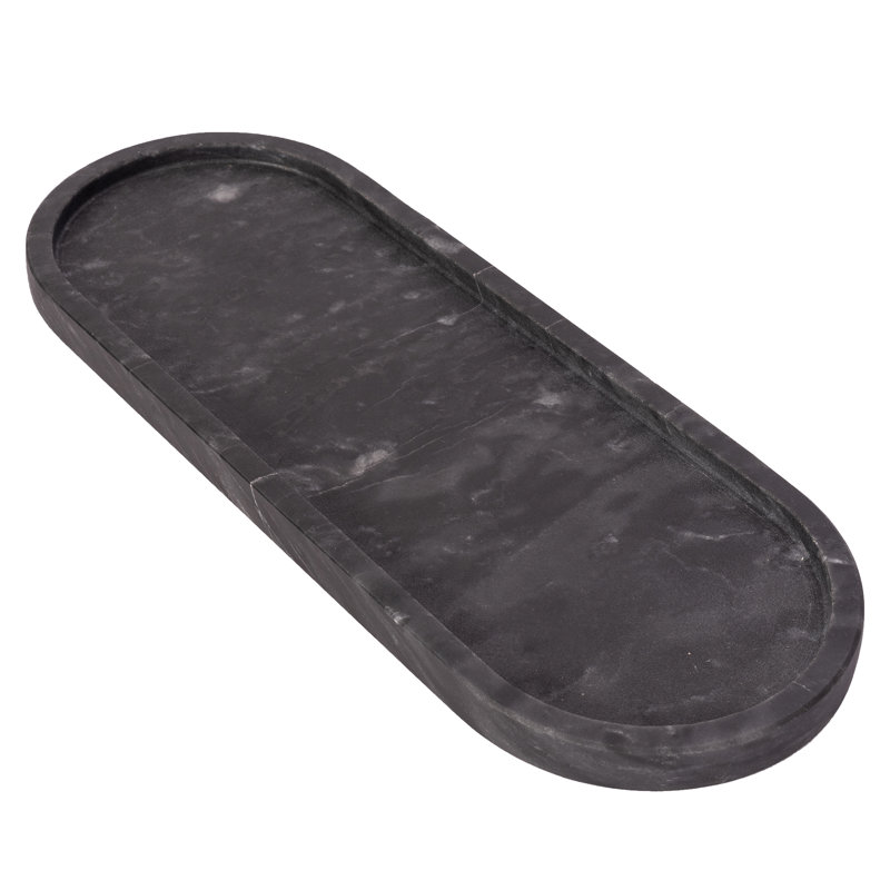 Artifacts Marble Decorative Runway Tray, Black Matte