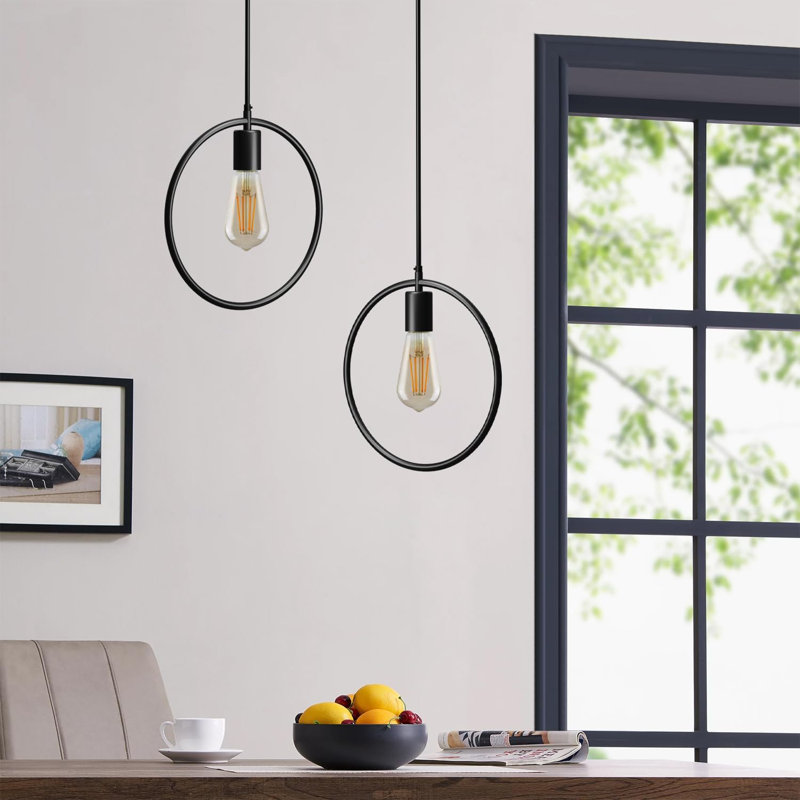 1 - Light Black Circle Pendant, No