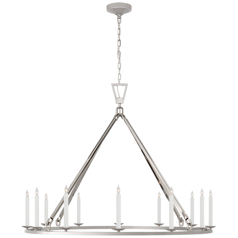 Chapman & Myers Darlana Medium Single Ring Chandelier, Polished Nickel, 38.75" H x 50" W x 50" D