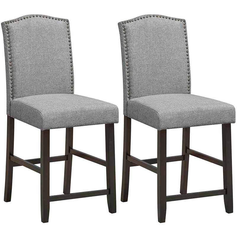 Upholstered Bar Stool with Solid Wood Frame