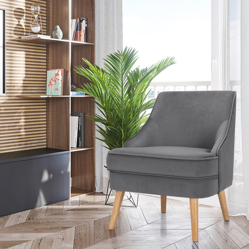 Jomira Velvet Side Chair, Gray Velvet
