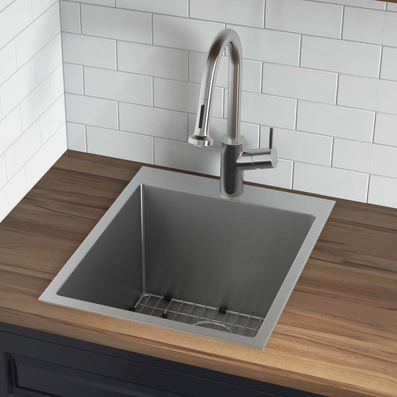 Ruvati Topmount Laundry Utility Sink 18 x 22 x 12 inch Rounded Corners Deep  Stainless Steel