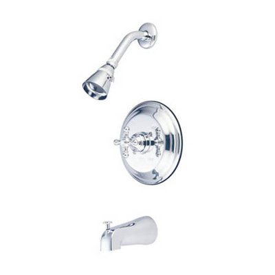 Garniture de robinet de baignoire et douche à inverseur avec poignées en croix Buckingham Metropolitan