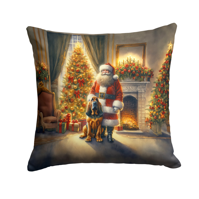 Coussin Bloodhound and Santa Claus, H 18 po x l 18 po