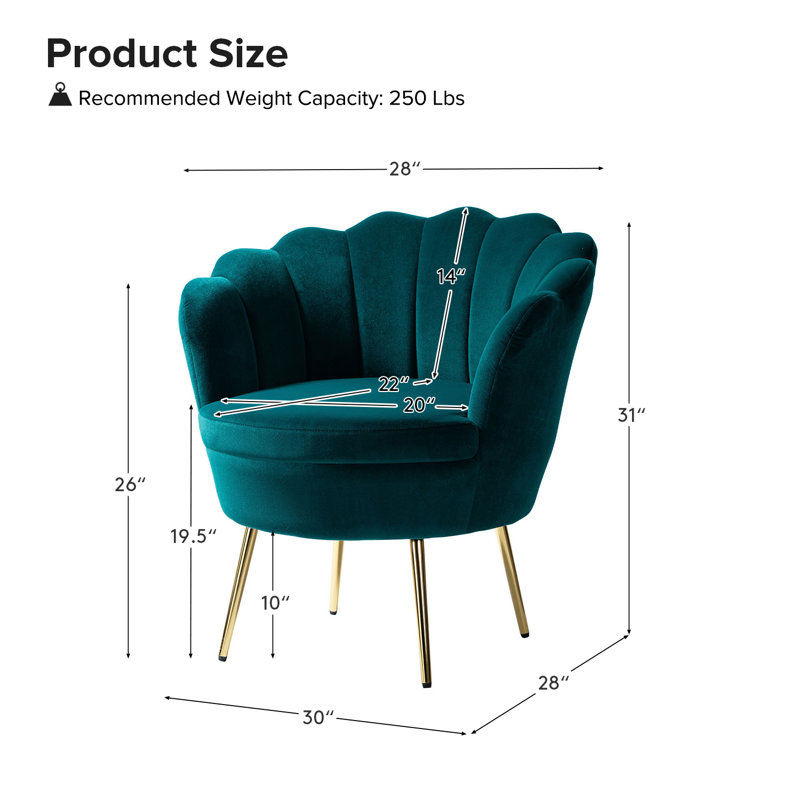 Fauteuil demi-tonneau Hendrix, Velours sarcelle