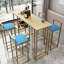 Table et chaise de bar 5 pièces, structure dorée, plateau de table multicouche, coussin de chaise et dossier-109325651