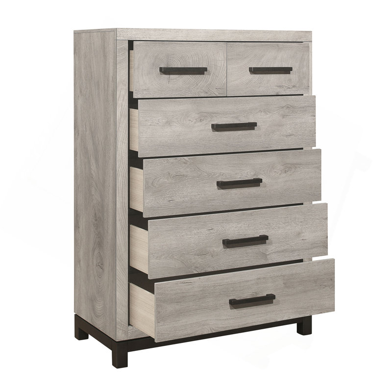 Commode de chambre à coucher deux tons 1 pièce avec 5 tiroirs de rangement